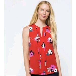 NWT Red Floral Sleeveless Blouse